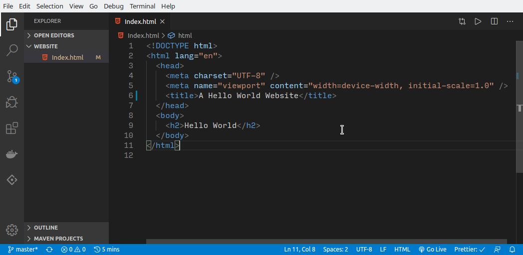 I changed the HTML websiteās title.