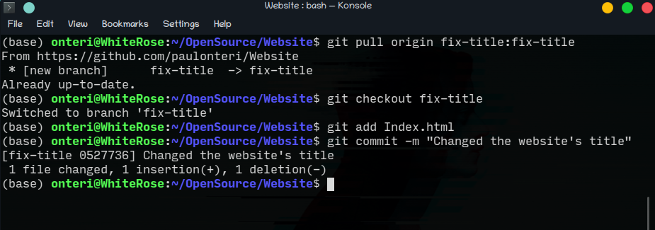 git pull, git checkout, git add & git commit -m āyour message/descriptionā